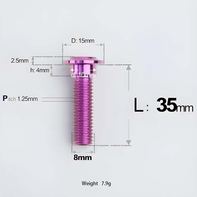 M8x13-48mm Titanium Shoulder Bolts for Motorcycle - Purple