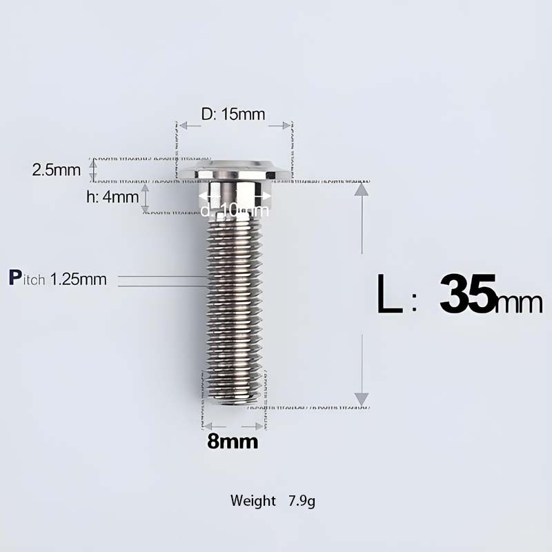 M8x13-48mm Titanium Shoulder Bolts for Motorcycle - TI