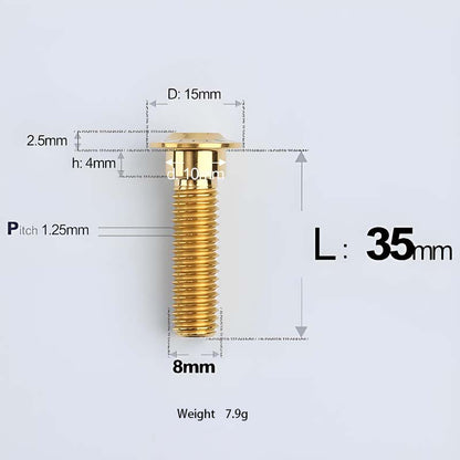 M8x13-48mm Gold Titanium Shoulder Bolts for Motorcycle