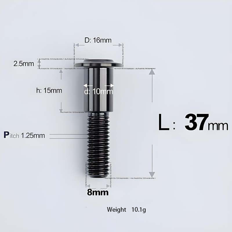 M8x13-48mm Titanium Shoulder Bolts for Motorcycle - Black