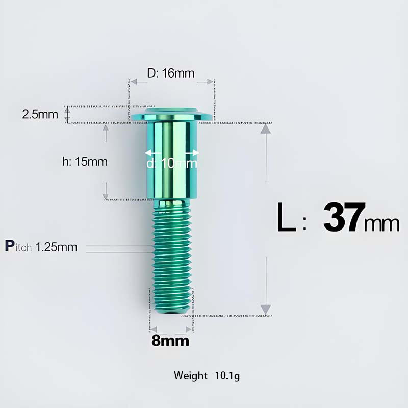 M8x13-48mm Titanium Shoulder Bolts for Motorcycle - Green
