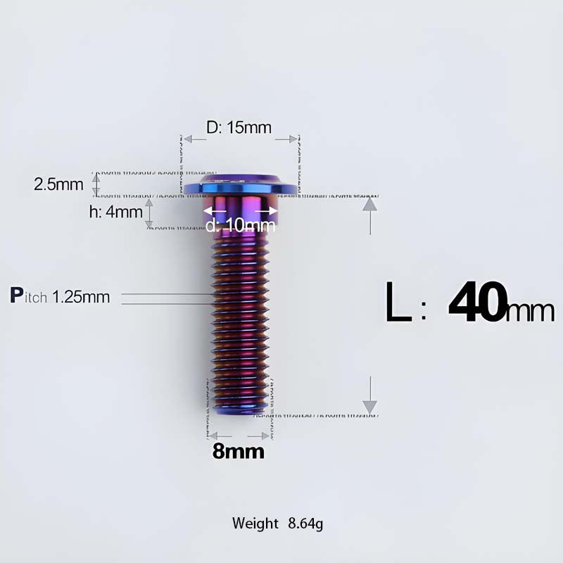 M8x13-48mm Titanium Shoulder Bolts for Motorcycle - Blue