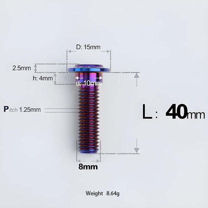 M8x13-48mm Titanium Shoulder Bolts for Motorcycle - Blue