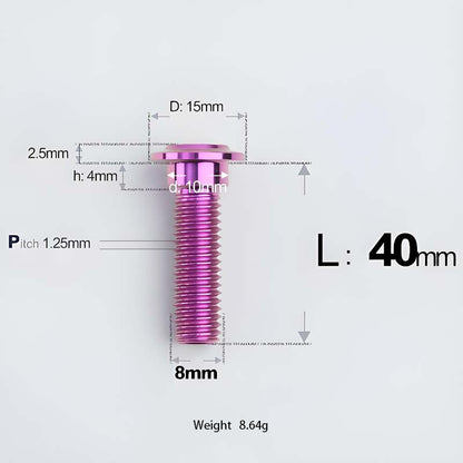 M8x13-48mm Titanium Shoulder Bolts for Motorcycle - Purple