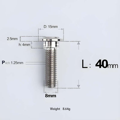 M8x13-48mm Titanium Shoulder Bolts for Motorcycle - TI