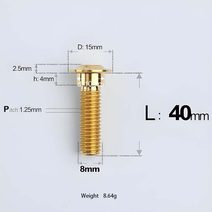 M8x13-48mm Gold Titanium Shoulder Bolts for Motorcycle