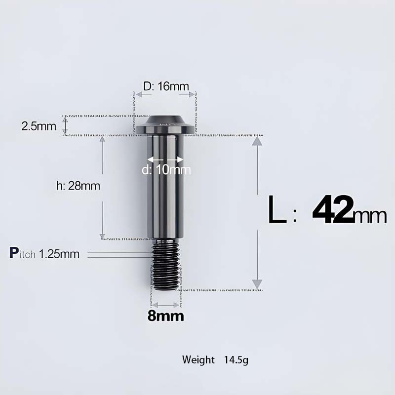 M8x13-48mm Titanium Shoulder Bolts for Motorcycle - Black