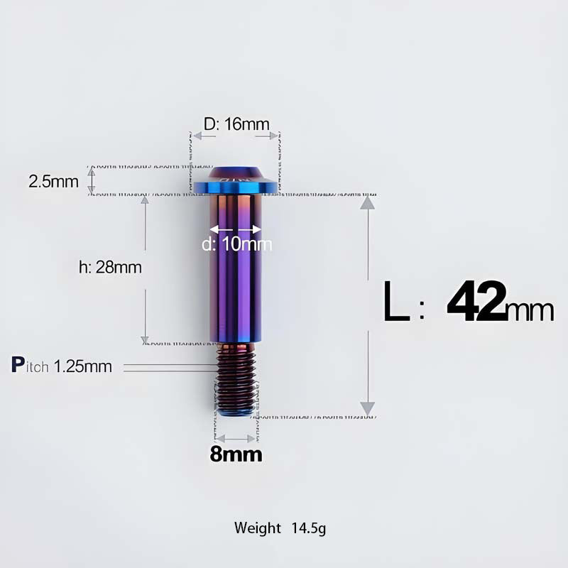 M8x13-48mm Titanium Shoulder Bolts for Motorcycle - Blue