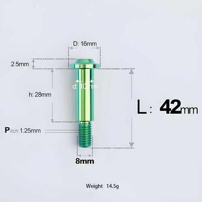 M8x13-48mm Titanium Shoulder Bolts for Motorcycle - Green
