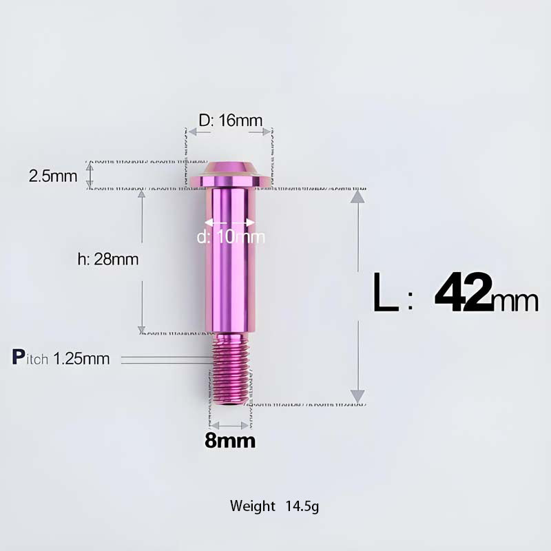 M8x13-48mm Titanium Shoulder Bolts for Motorcycle - Purple