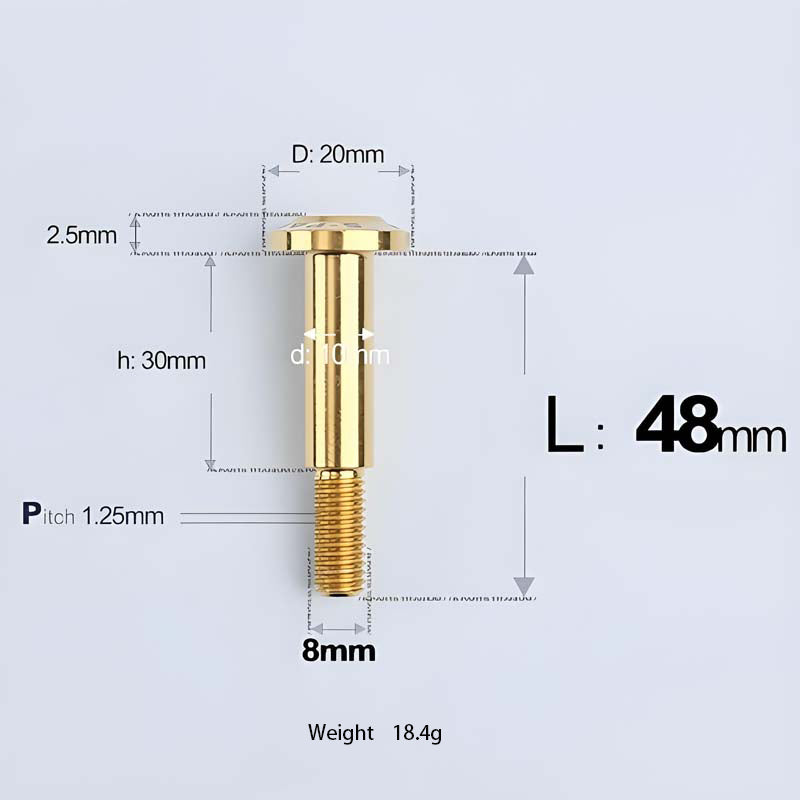 M8x13-48mm Gold Titanium Shoulder Bolts for Motorcycle