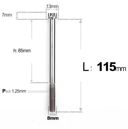 M8 x 10-120MM Titanium Alloy Bolts for Motorcycle