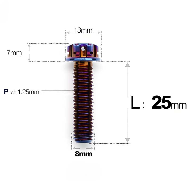 M8 x 10-120MM Titanium Alloy Bolts for Motorcycle