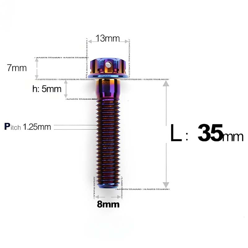 M8 x 10-120MM Titanium Alloy Bolts for Motorcycle