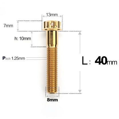 M8 x 10-120MM Titanium Alloy Bolts for Motorcycle