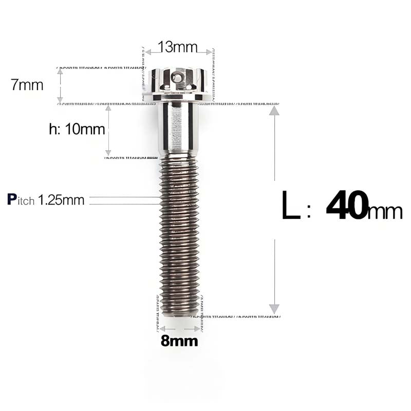M8 x 10-120MM Titanium Alloy Bolts for Motorcycle