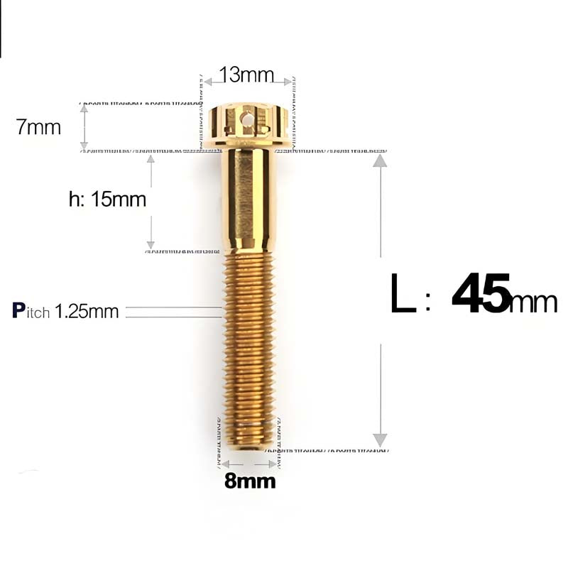 M8 x 10-120MM Titanium Alloy Bolts for Motorcycle