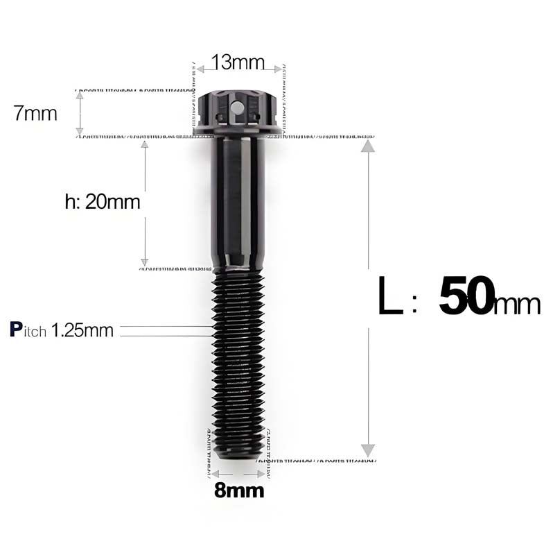 M8 x 10-120MM Titanium Alloy Bolts for Motorcycle
