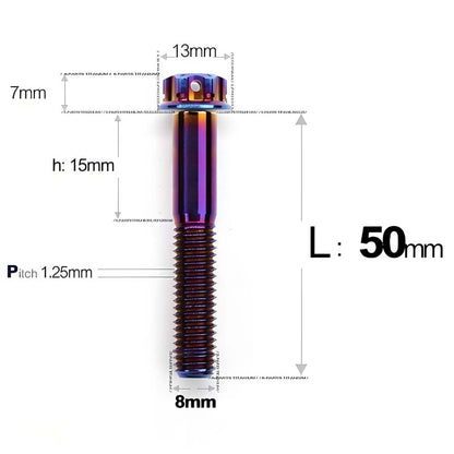 M8 x 10-120MM Titanium Alloy Bolts for Motorcycle