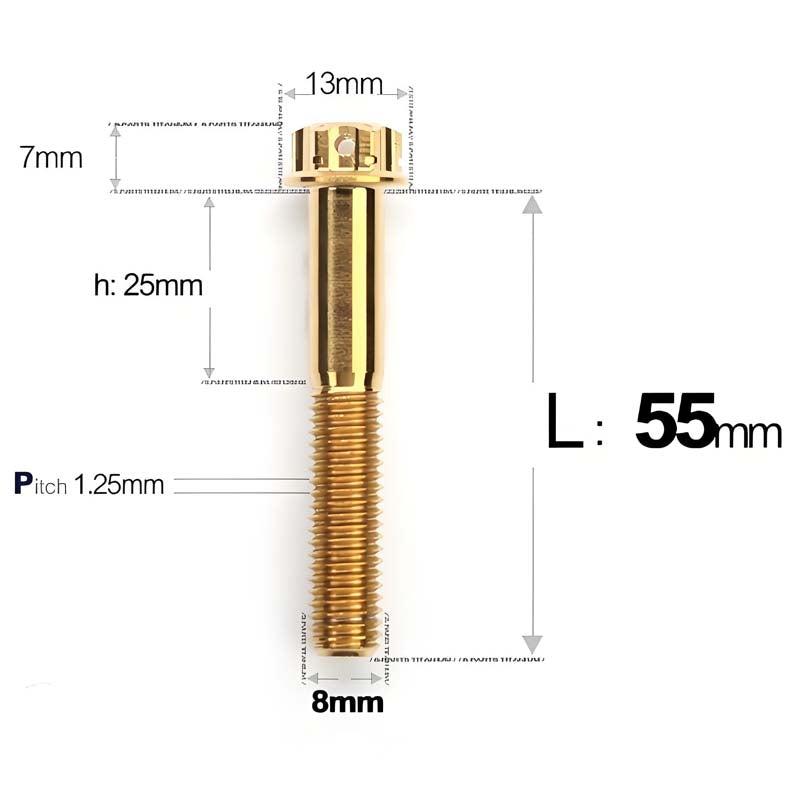 M8 x 10-120MM Titanium Alloy Bolts for Motorcycle