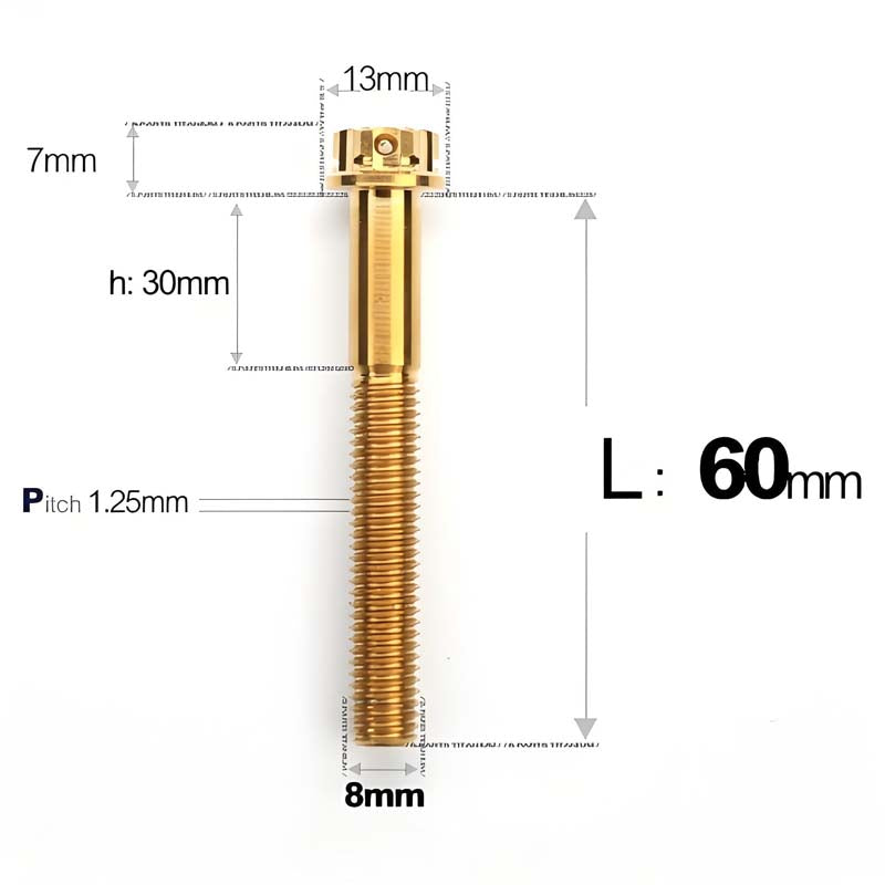 M8 x 10-120MM Titanium Alloy Bolts for Motorcycle