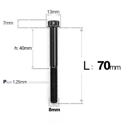 M8 x 10-120MM Titanium Alloy Bolts for Motorcycle