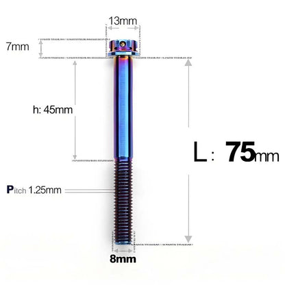 M8 x 10-120MM Titanium Alloy Bolts for Motorcycle