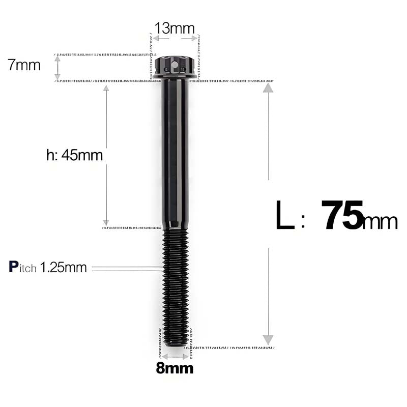 M8 x 10-120MM Titanium Alloy Bolts for Motorcycle