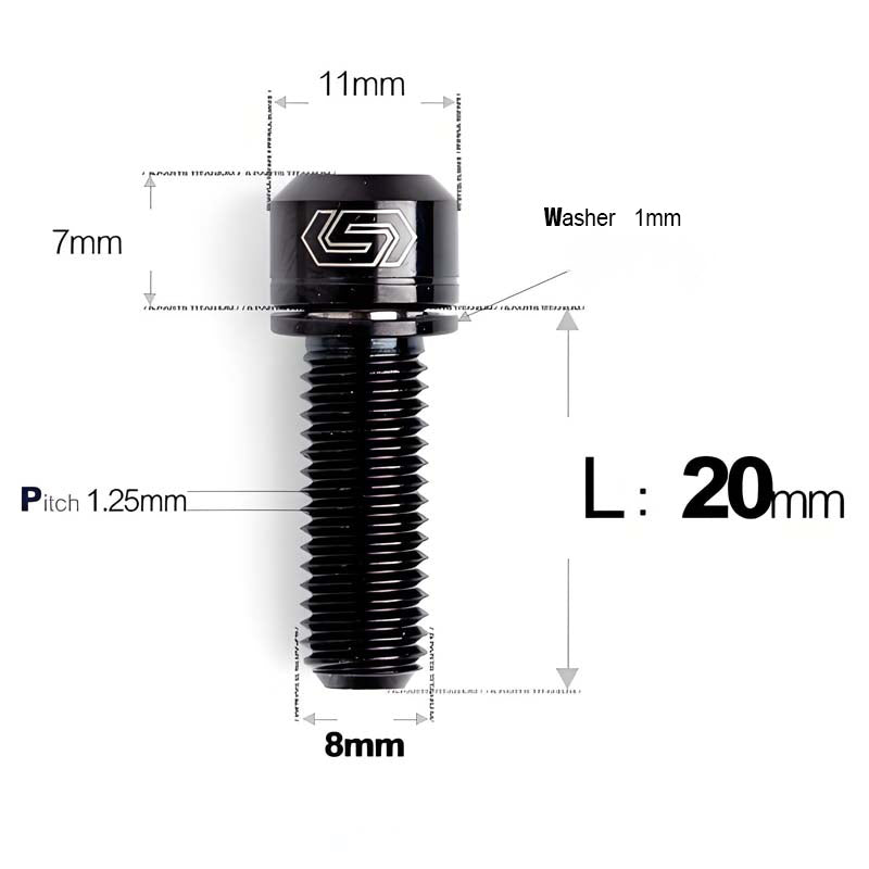 M8x20/23/25MM Titanium Bolts with Washers Kit for Road Bike