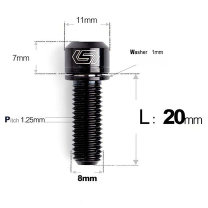 M8x20/23/25MM Titanium Bolts with Washers Kit for Road Bike