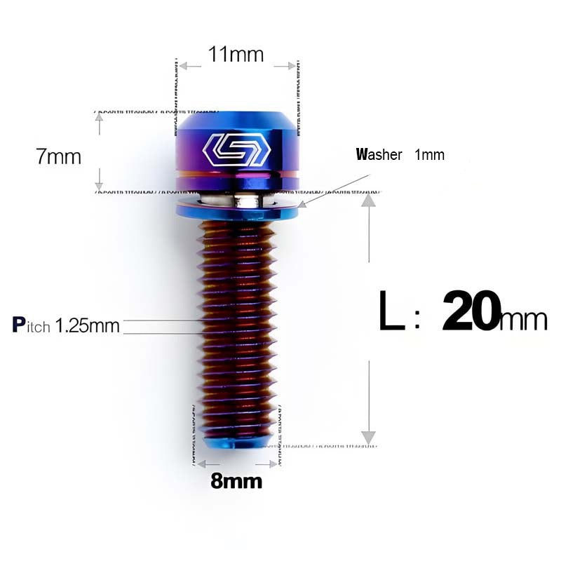 M8x20/23/25MM Titanium Bolts with Washers Kit for Road Bike