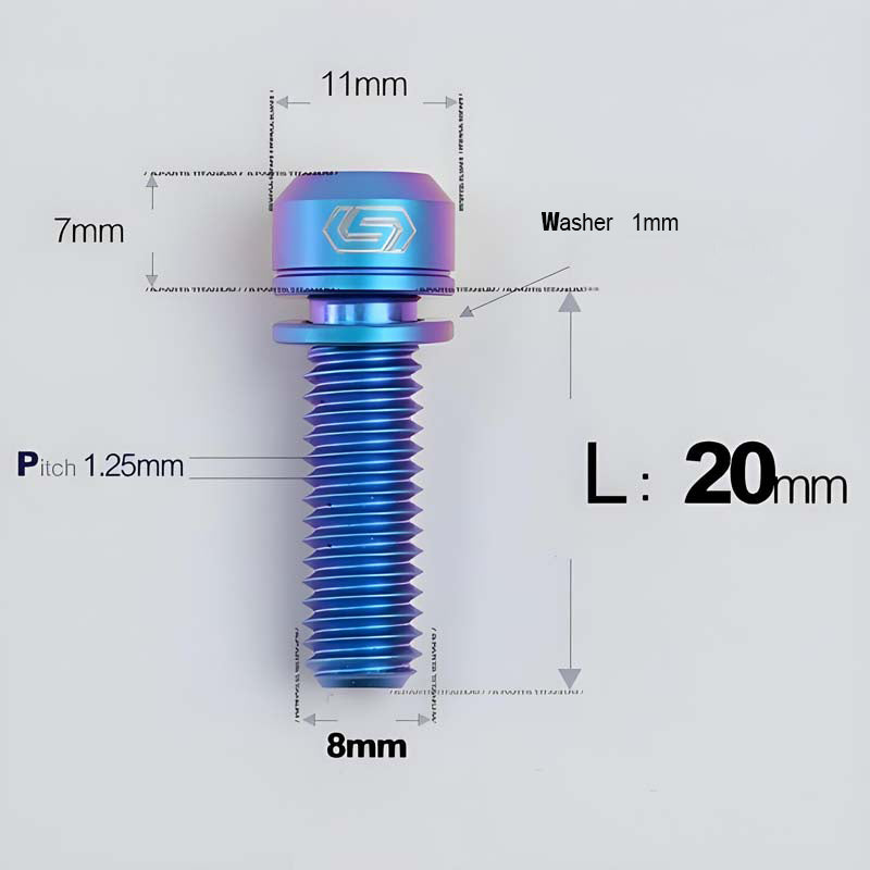 M8x20/23/25MM Titanium Bolts with Washers Kit for Road Bike