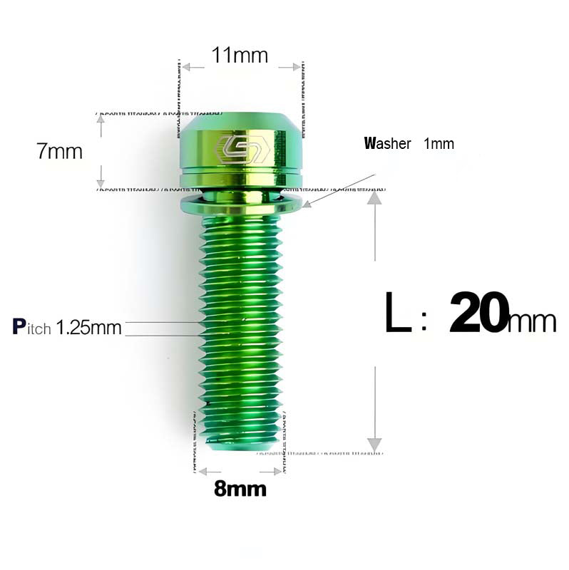 M8x20/23/25MM Titanium Bolts with Washers Kit for Road Bike