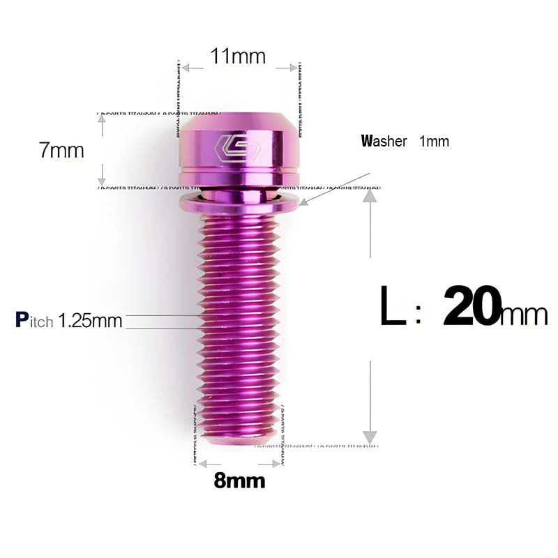 M8x20/23/25MM Titanium Bolts with Washers Kit for Road Bike