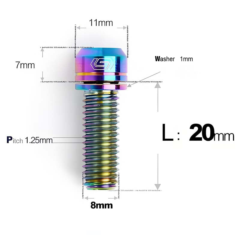 M8x20/23/25MM Titanium Bolts with Washers Kit for Road Bike