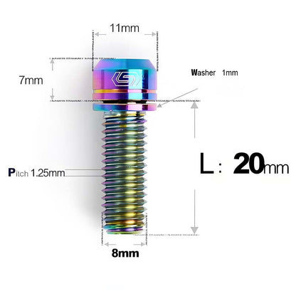 M8x20/23/25MM Titanium Bolts with Washers Kit for Road Bike