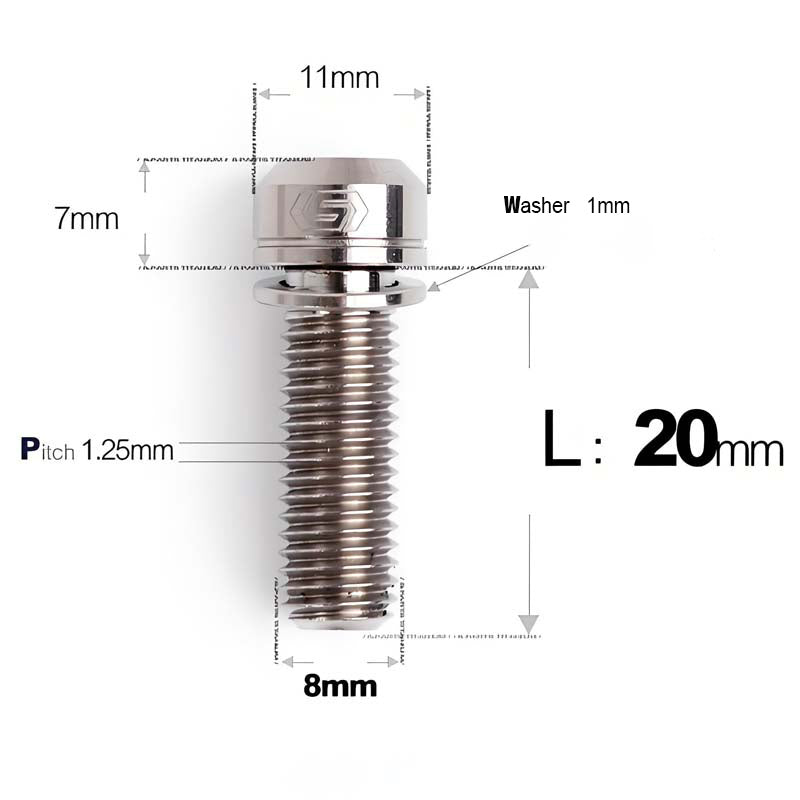 M8x20/23/25MM Titanium Bolts with Washers Kit for Road Bike