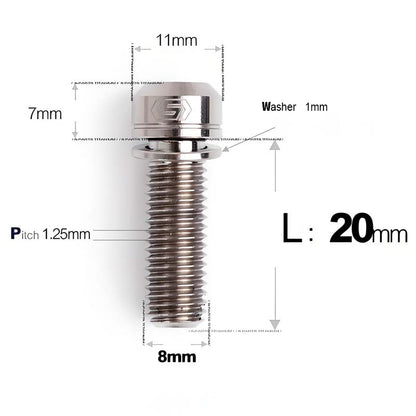 M8x20/23/25MM Titanium Bolts with Washers Kit for Road Bike