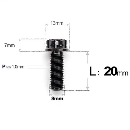 M8x20-60mm Titanium Motorcycle Bolts with 1mm Pitch