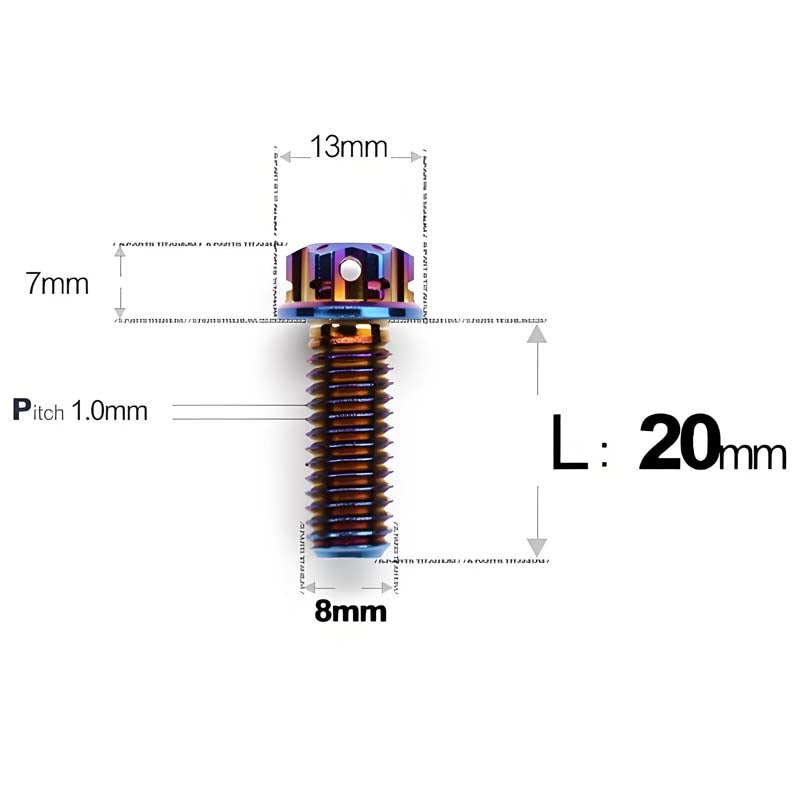M8x20-60mm Titanium Motorcycle Bolts with 1mm Pitch
