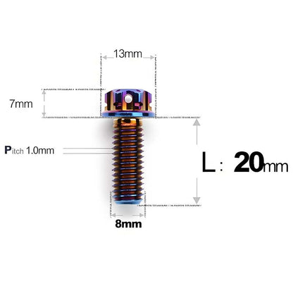 M8x20-60mm Titanium Motorcycle Bolts with 1mm Pitch