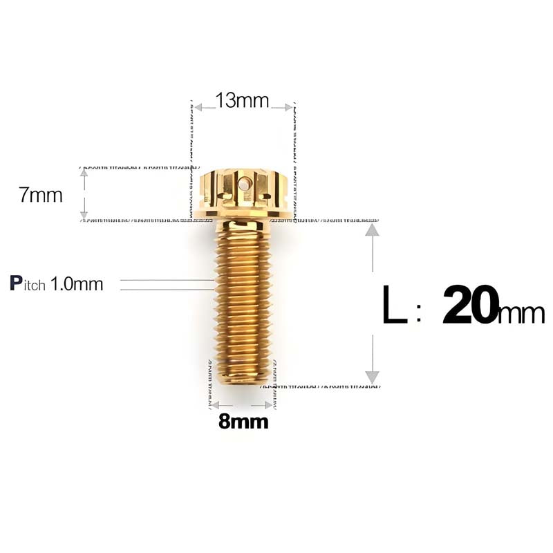 M8x20-60mm Titanium Motorcycle Bolts with 1mm Pitch