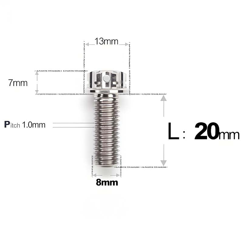 M8x20-60mm Titanium Motorcycle Bolts with 1mm Pitch