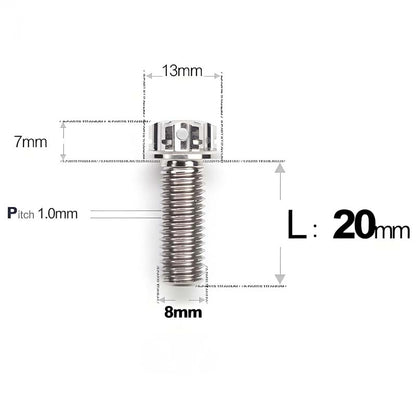 M8x20-60mm Titanium Motorcycle Bolts with 1mm Pitch