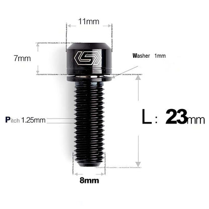 M8x20/23/25MM Titanium Bolts with Washers Kit for Road Bike