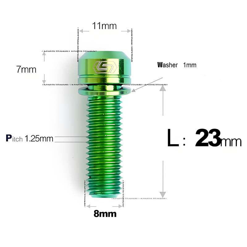 M8x20/23/25MM Titanium Bolts with Washers Kit for Road Bike