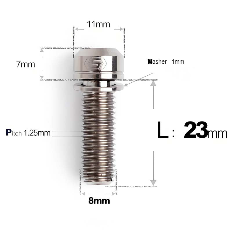 M8x20/23/25MM Titanium Bolts with Washers Kit for Road Bike