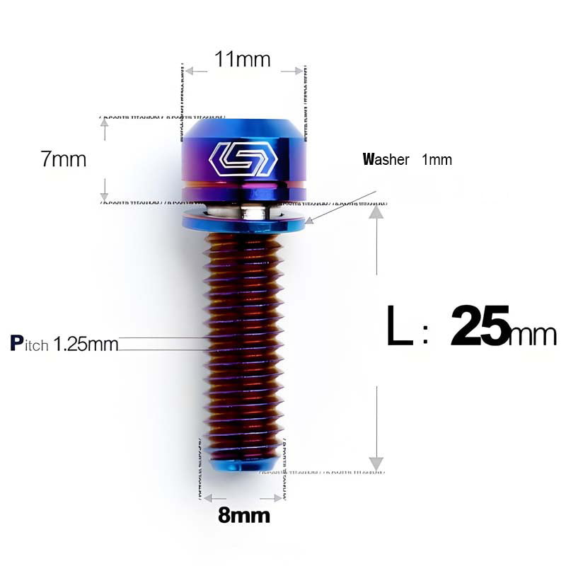 M8x20/23/25MM Titanium Bolts with Washers Kit for Road Bike