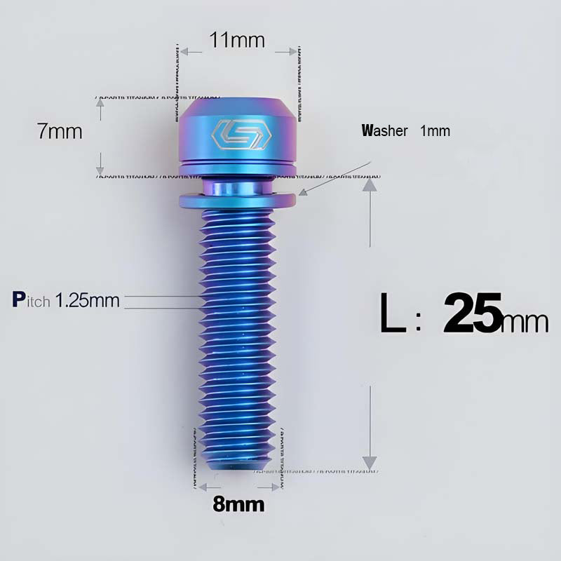 M8x20/23/25MM Titanium Bolts with Washers Kit for Road Bike