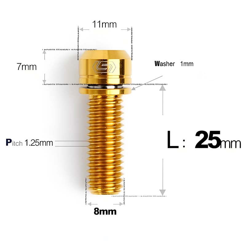 M8x20/23/25MM Titanium Bolts with Washers Kit for Road Bike